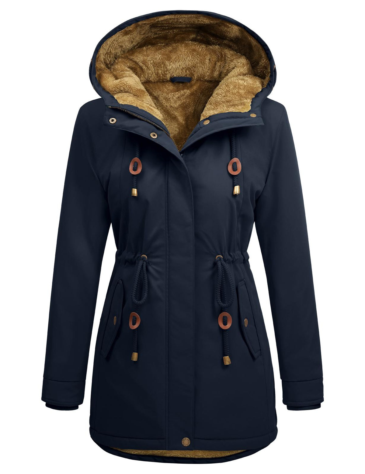 Women's Fleece Parka Jacket, Hooded, Long Warm