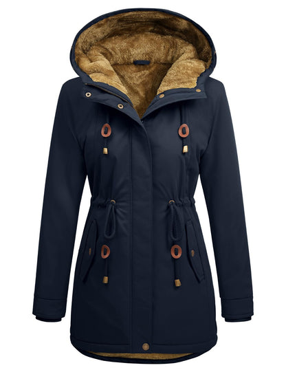 Women's Fleece Parka Jacket, Hooded, Long Warm