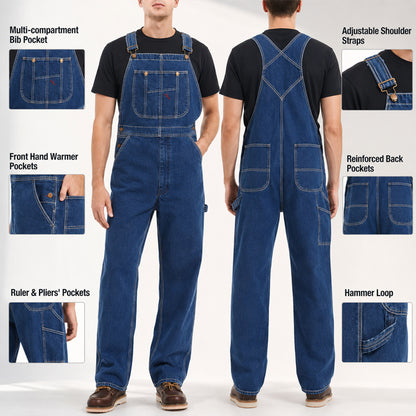 🔥Last Day Promotion🔥Men's Denim Bib Overalls,  Workwear with Adjustable Straps and Convenient Tool Pockets