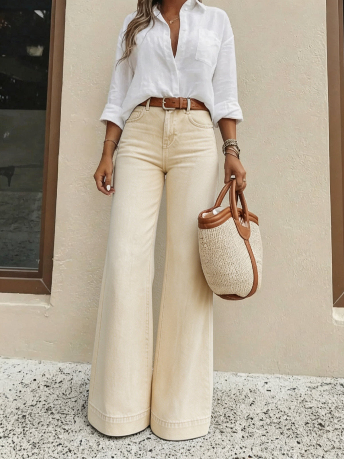 Women's Loose Fit Baggy Oversized Straight Leg Denim Jeans with Pockets