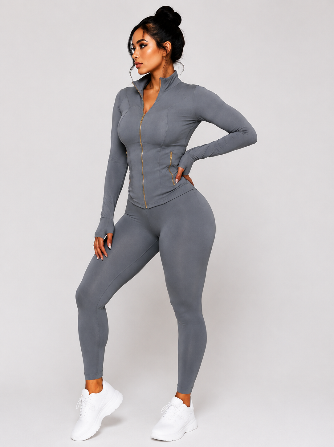 Golden Zipper Soft Brushed Sporty Set