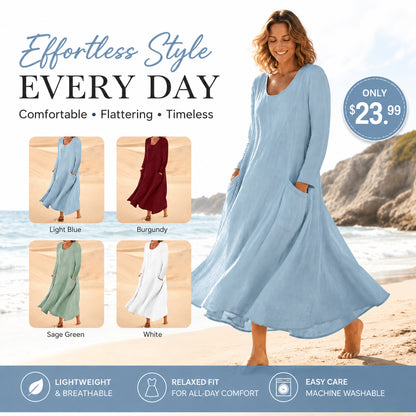 Women's Solid Color Long Sleeve Dress