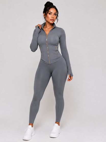 Golden Zipper Soft Brushed Sporty Set