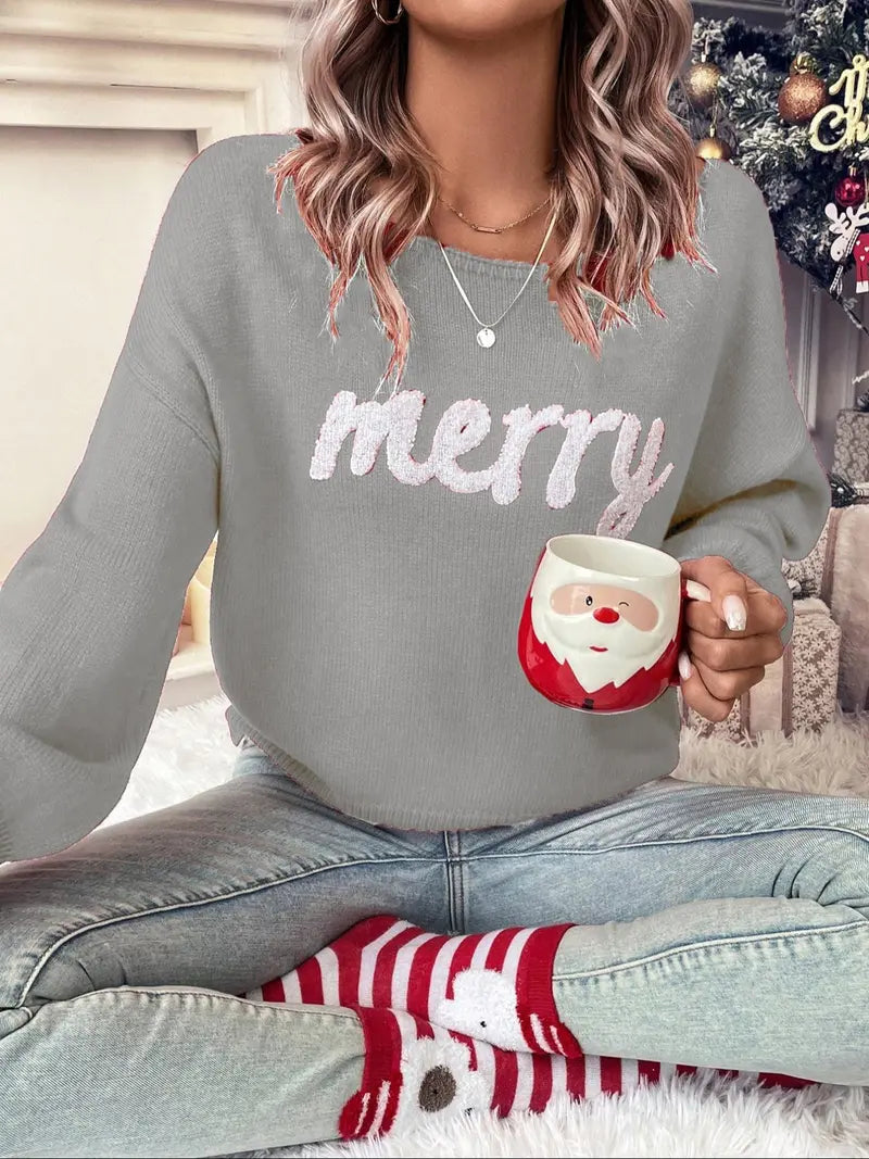 Women's Pullover Sweater, Christmas Fall Winter Fashion, Round Neck Casual Cute Sweater, Perfect for Daily Outing, Party, Women's Christmas Clothes, Casual Knitting Sweater
