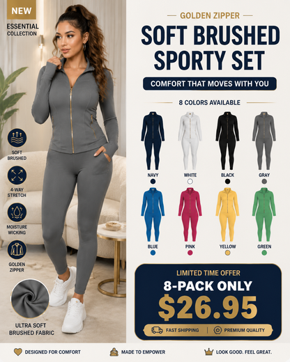 Golden Zipper Soft Brushed Sporty Set