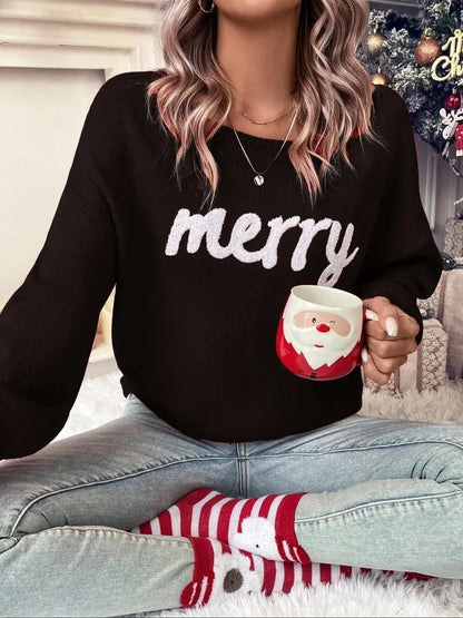 Women's Pullover Sweater, Christmas Fall Winter Fashion, Round Neck Casual Cute Sweater, Perfect for Daily Outing, Party, Women's Christmas Clothes, Casual Knitting Sweater