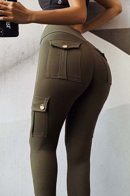 💕Solid Flap Pocket High Waist Sports Leggings