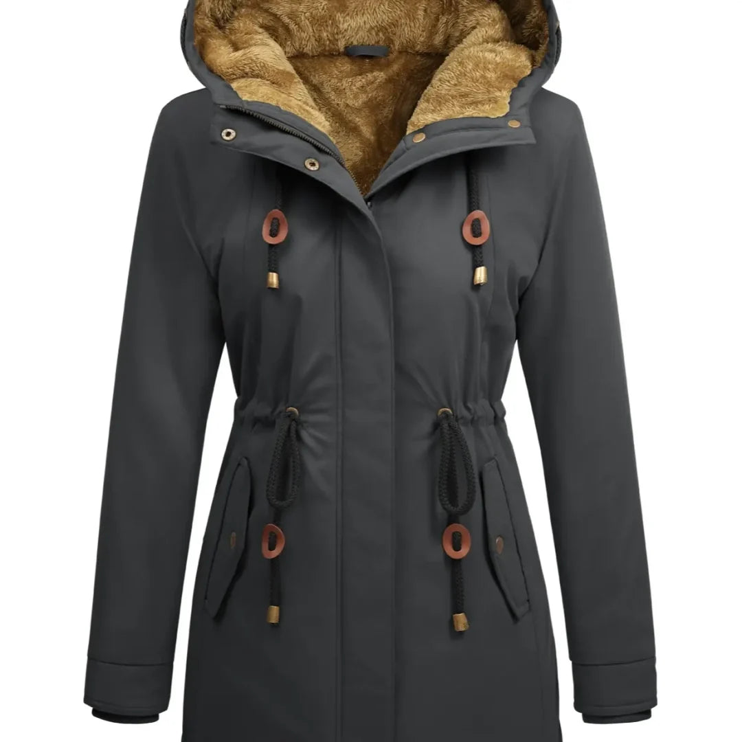 Women's Fleece Parka Jacket, Hooded, Long Warm