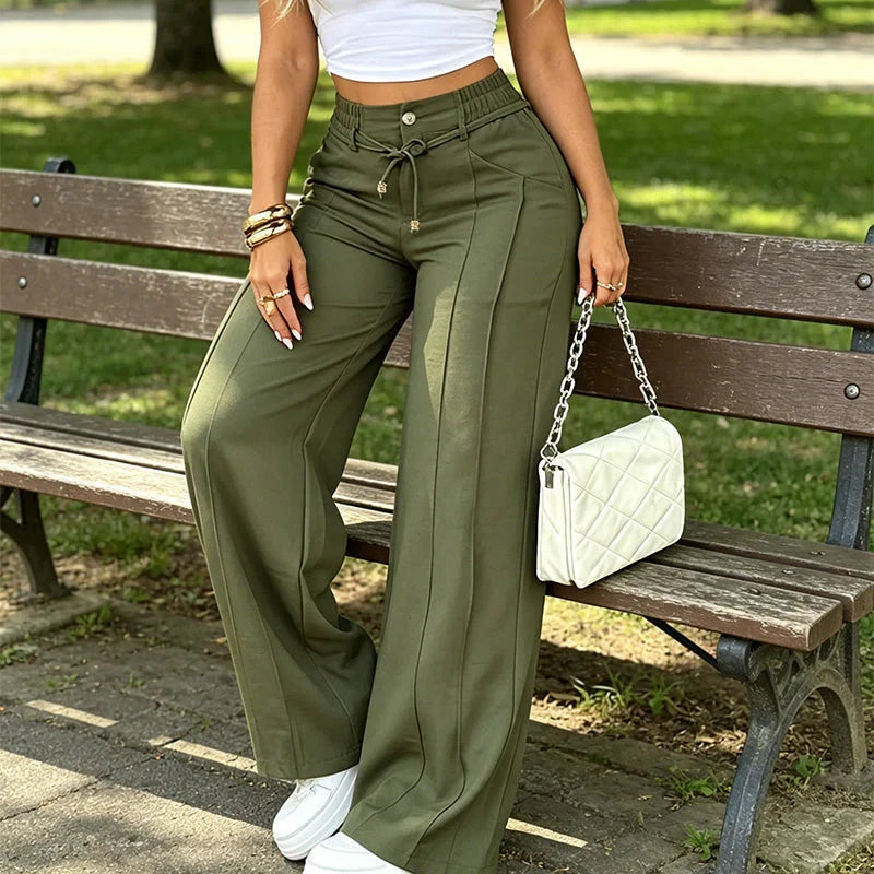 ⚡New Summer Drawstring High Waist Wide Leg Pants