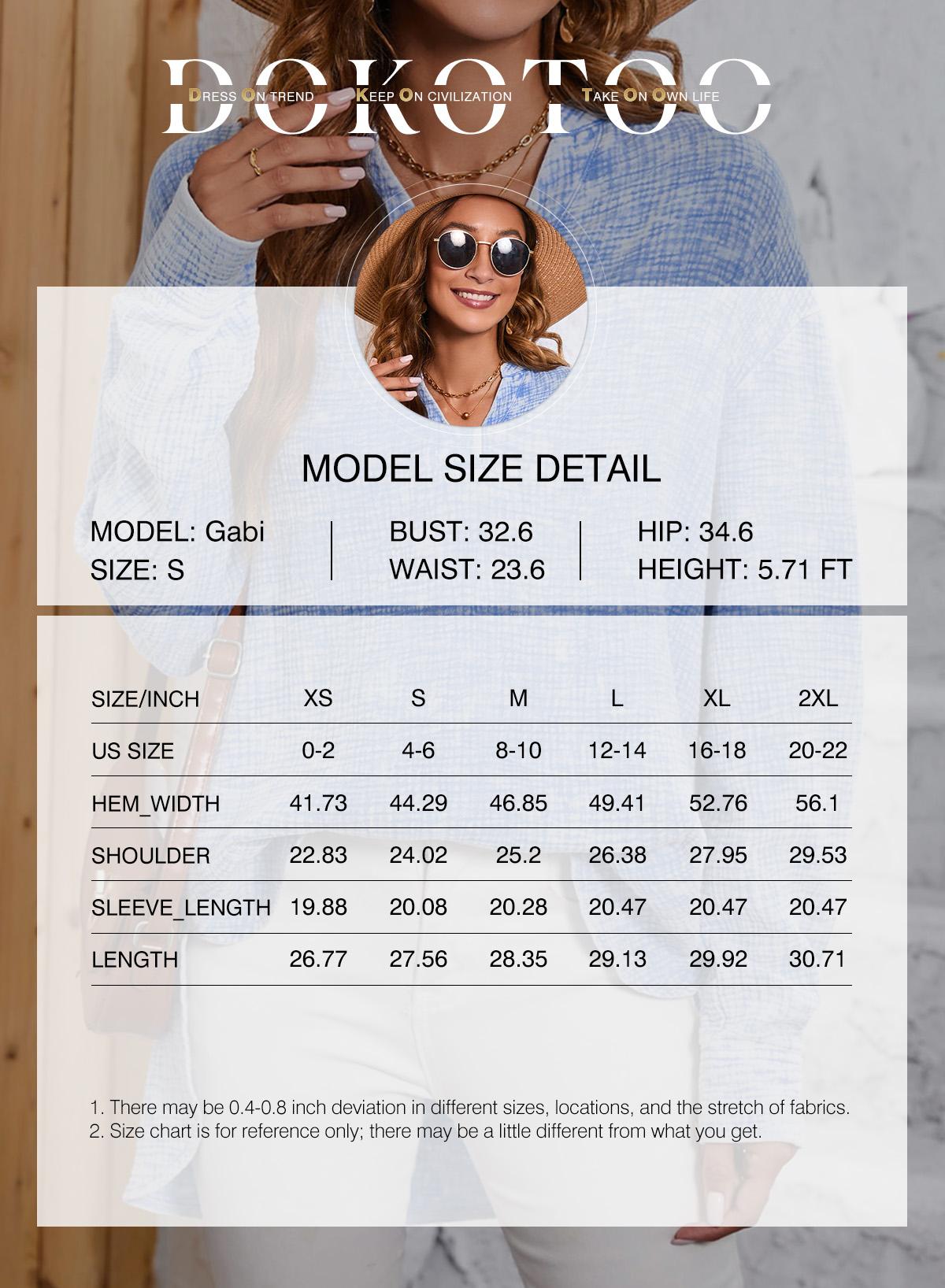 Dokotoo Womens Casual Button V Neck Long Sleeve Shirts Oversized Solid Blouses Tops