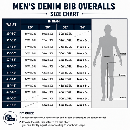 🔥Last Day Promotion🔥Men's Denim Bib Overalls,  Workwear with Adjustable Straps and Convenient Tool Pockets
