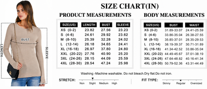 Women's Ribbed Long Sleeve Crewneck Top – Slim Fit Basic Tee