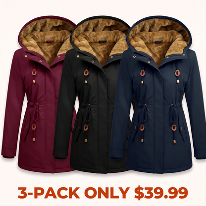 Women's Fleece Parka Jacket, Hooded, Long Warm
