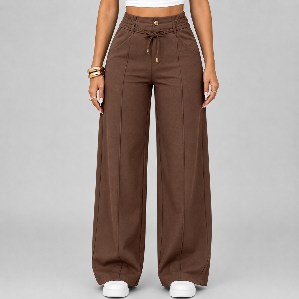 ⚡New Summer Drawstring High Waist Wide Leg Pants