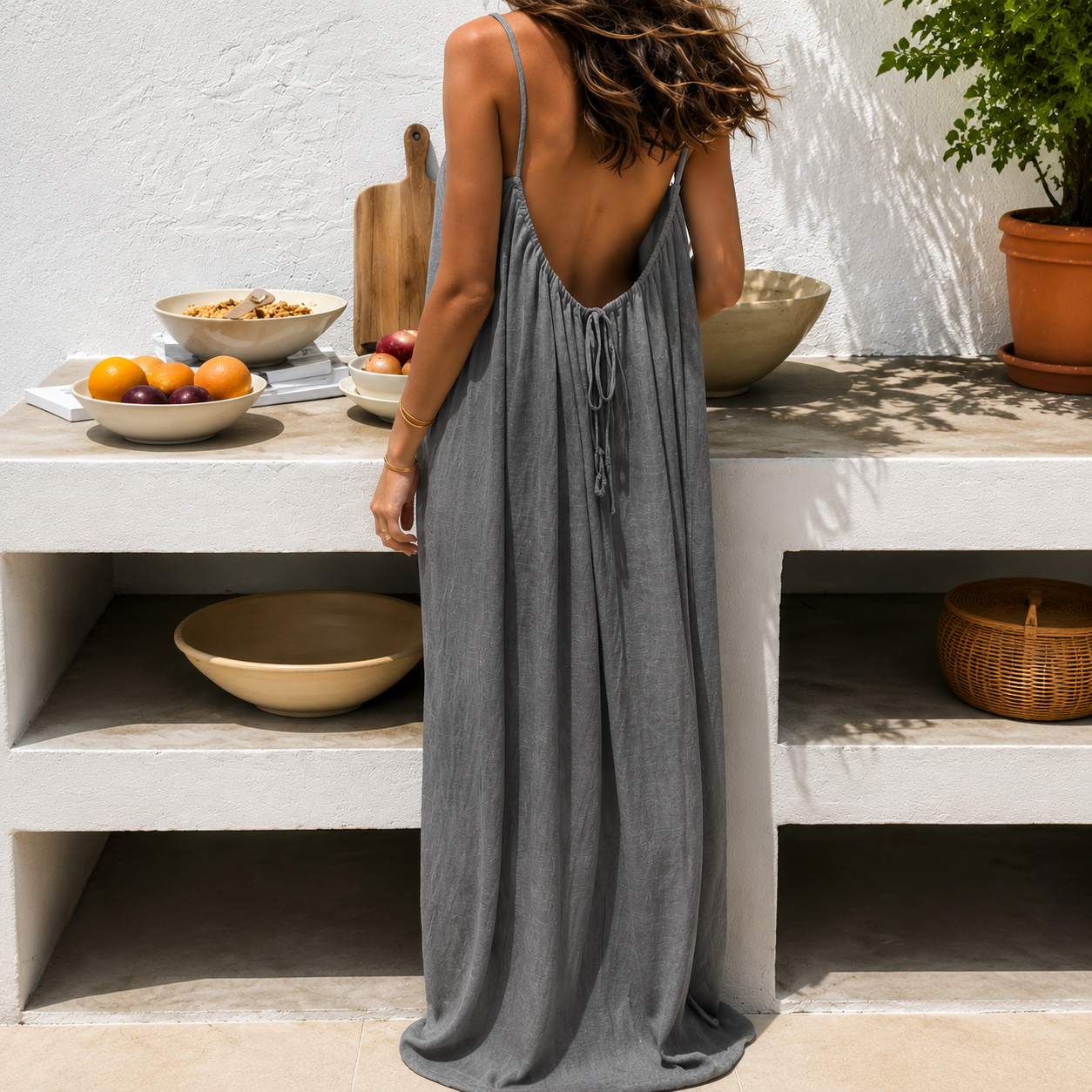 🔥Last Day 95% OFF🔥Women's Solid Color Cami Lounge Dress