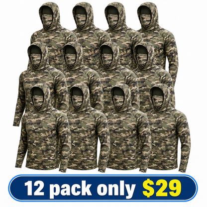 Men's UPF 50+ Long-Sleeve Sun-Protection Hoodie (with Sleeve Pocket and Face Mask)