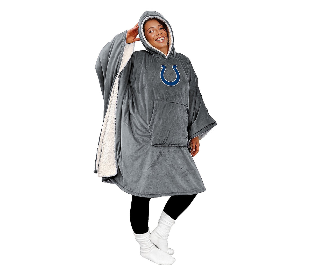 Final Clearance - 60" x 80" Wearable Hooded Blanket with Logo Patch